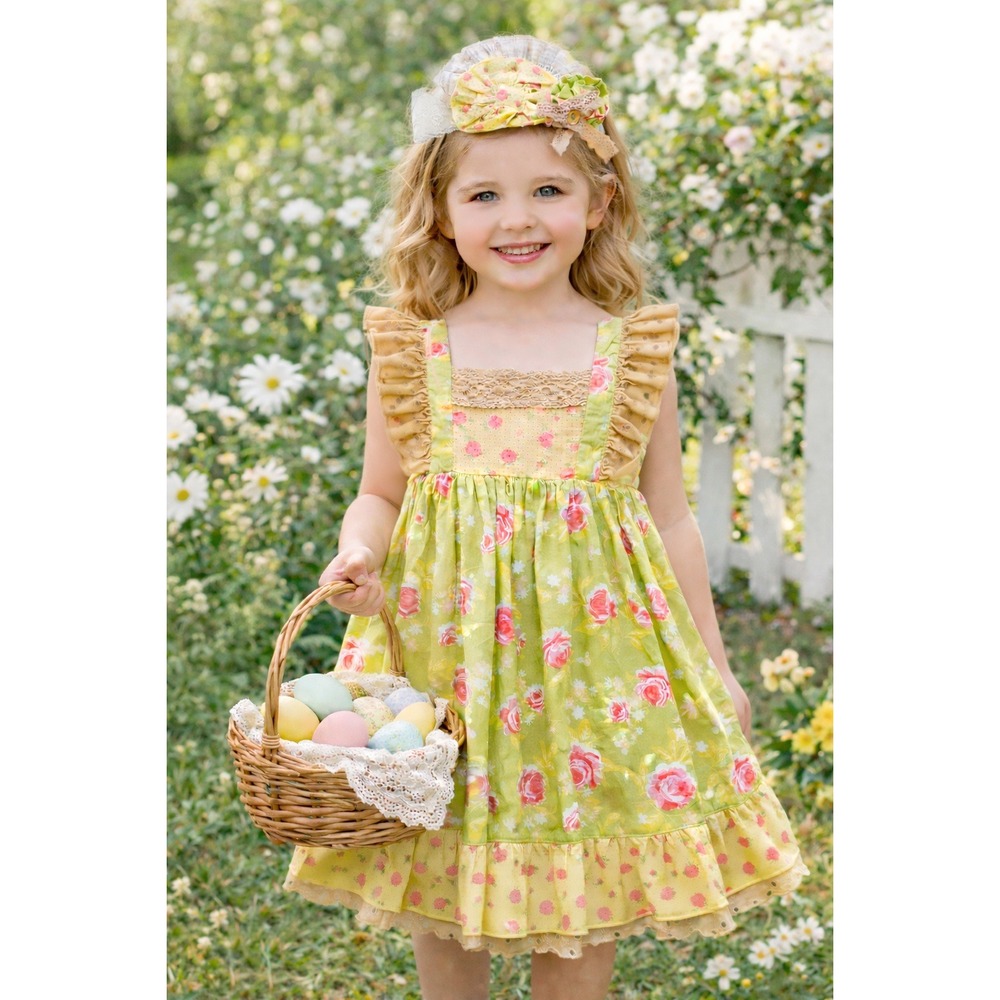 Mustard Pie 2pc Girls Dress & Headband sz‎ 24M/2T Easter Spring Summer NWT